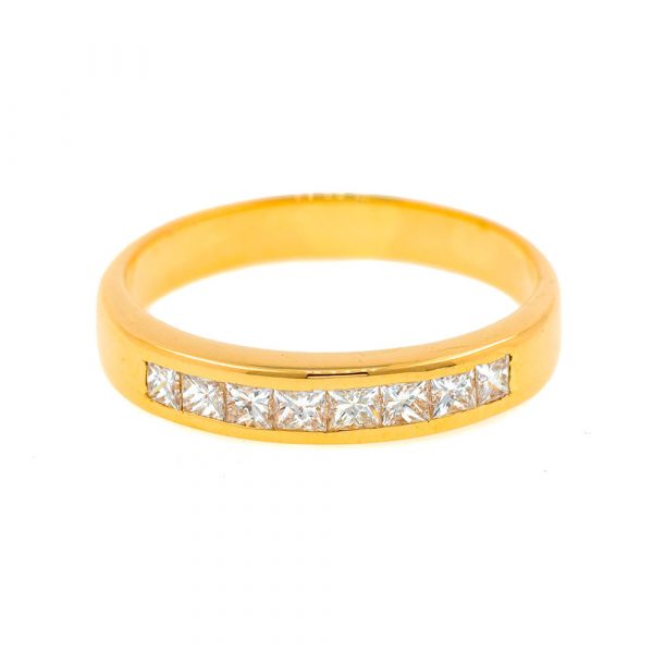 anillo medio cintillo oro y brillantes